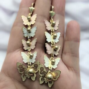 Earrings 18K Gold Filled Tricolor Butterfly Earrings.